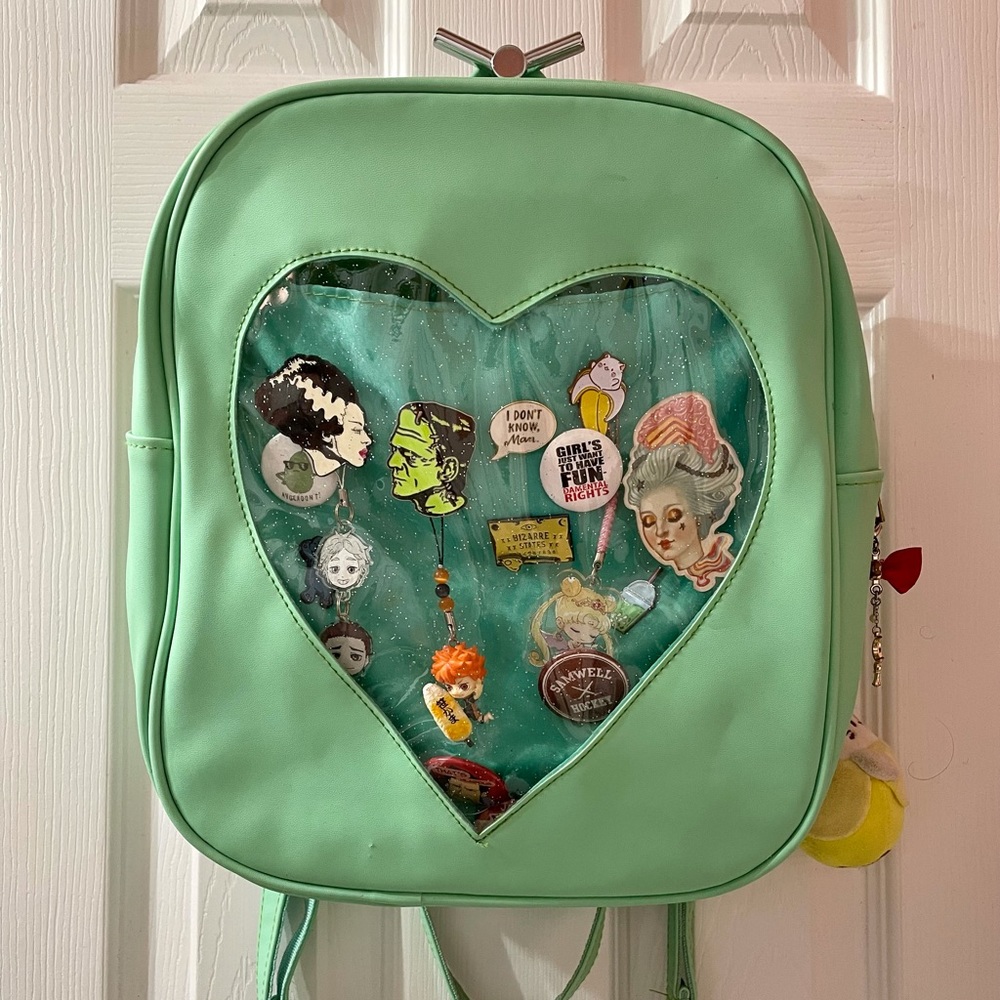 Mint Green Pin Back-Pack. Display your pins without fear of losing them!